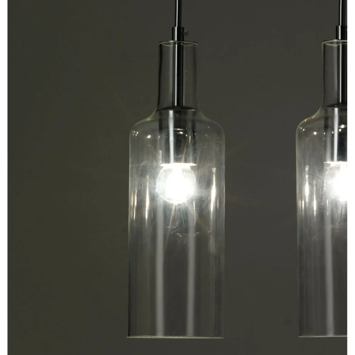Bottles lampadario 3 luci in vetro trasparente filo regolabile d10 h34 cm
