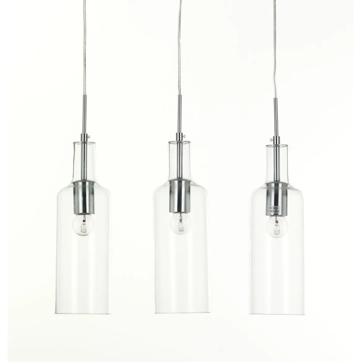 Bottles lampadario 3 luci in vetro trasparente filo regolabile d10 h34 cm
