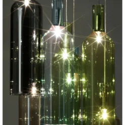 Bottles lampadario 7 luci in vetro colorato filo regolabile d8 h32 cm
