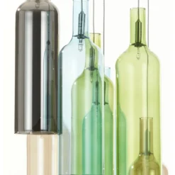 Bottles lampadario 7 luci in vetro colorato filo regolabile d8 h32 cm