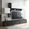 Brenda Ossido parete soggiorno attrezzata librerie basi pensili melaminico grigio graphite ossido bianco spatolato h200 l276 p40