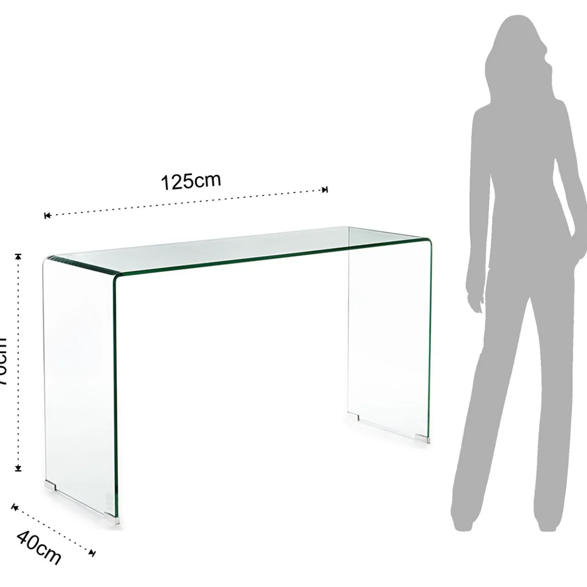 Bridg 125 consolle in vetro curvato 125x40xh70 cm