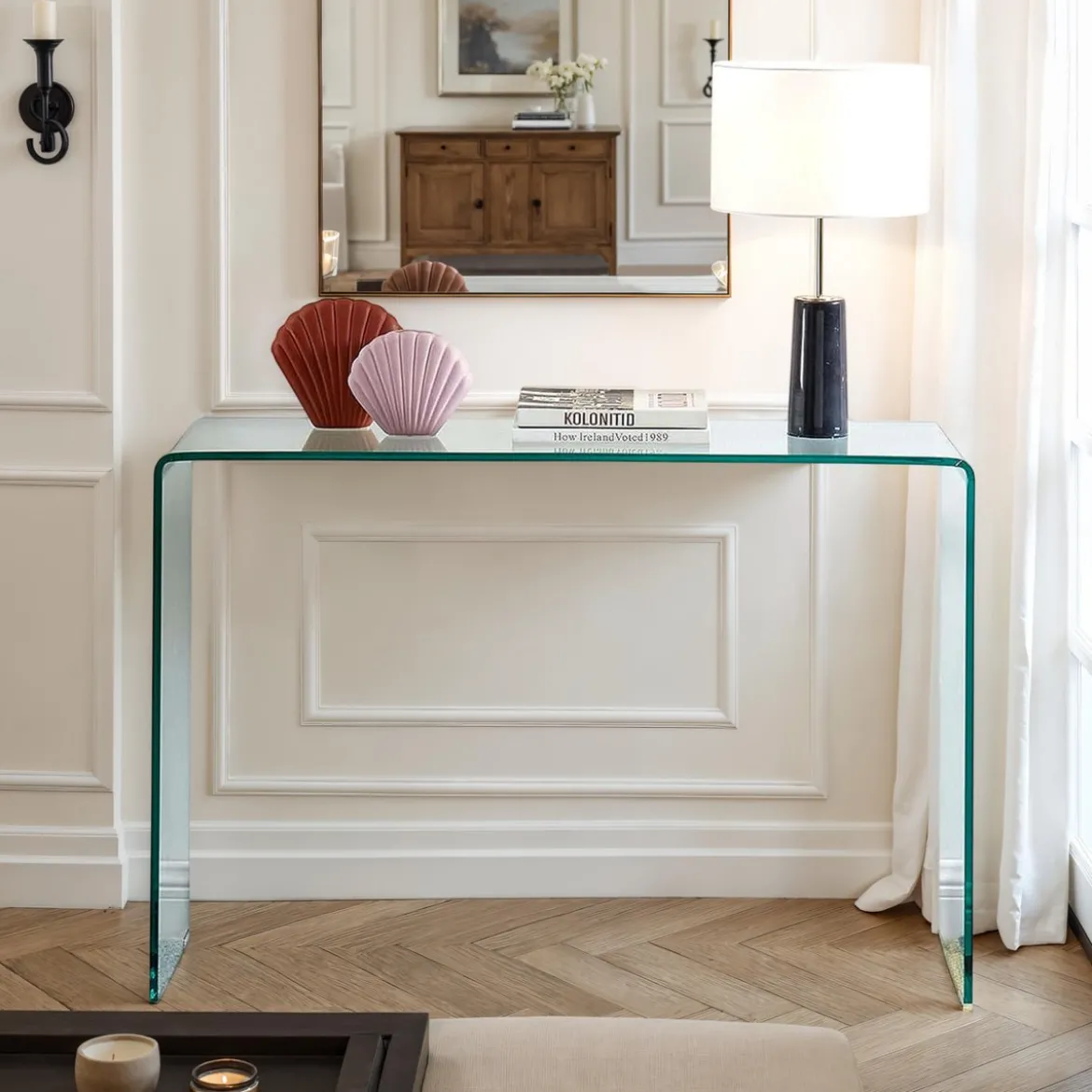 Bridg 125 consolle in vetro curvato 125x40xh70 cm