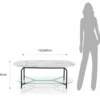 Brill tavolino piano 120 x 60 in vetro effetto marmo bianco struttura acciaio colore nero opaco h42 l120 p60 cm