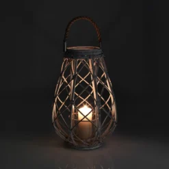Bubu lanterna in rattan grigia e vetro 36x36xh50 cm
