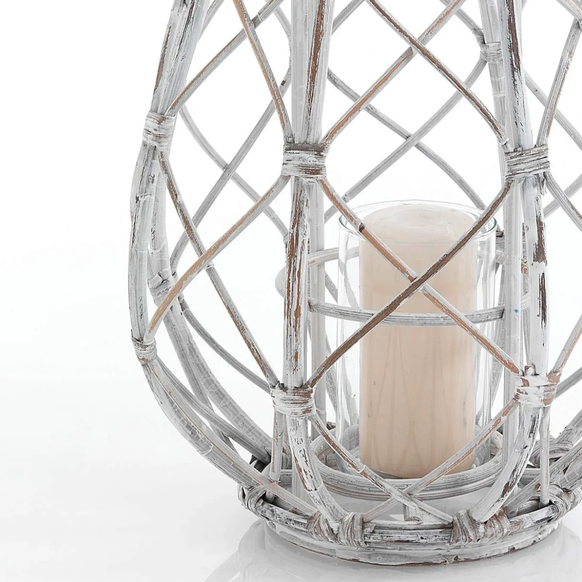 Bubu lanterna in rattan grigia e vetro 36x36xh50 cm