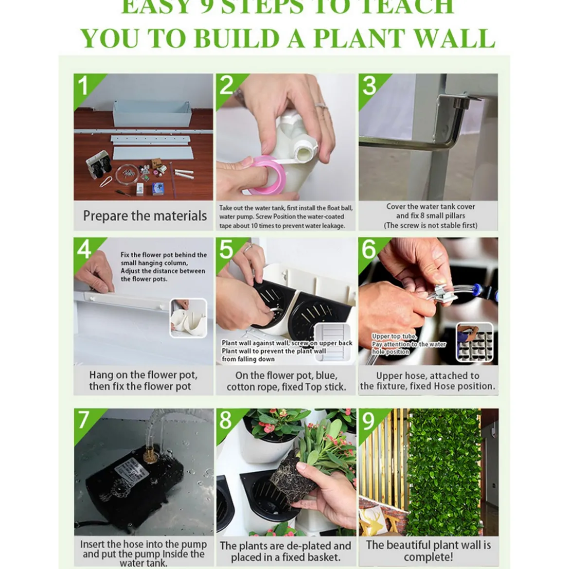 Bush big giardino verticale 112 vasi autoinnaffianti esterno interno bianco opaco serbatoio pompa usb 100x25xh204 cm