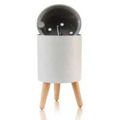 Calla-a vaso autoinnaffiante esterno interno bianco opaco e legno massello finitura rovere 1.5 litri d19xh33 cm