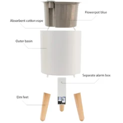 Calla-a vaso autoinnaffiante esterno interno bianco opaco e legno massello finitura rovere 1.5 litri d19xh33 cm