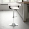 Casting white sgabello regolabile pelle sintetica bianco e metallo cromato 54x46xh82-102 cm