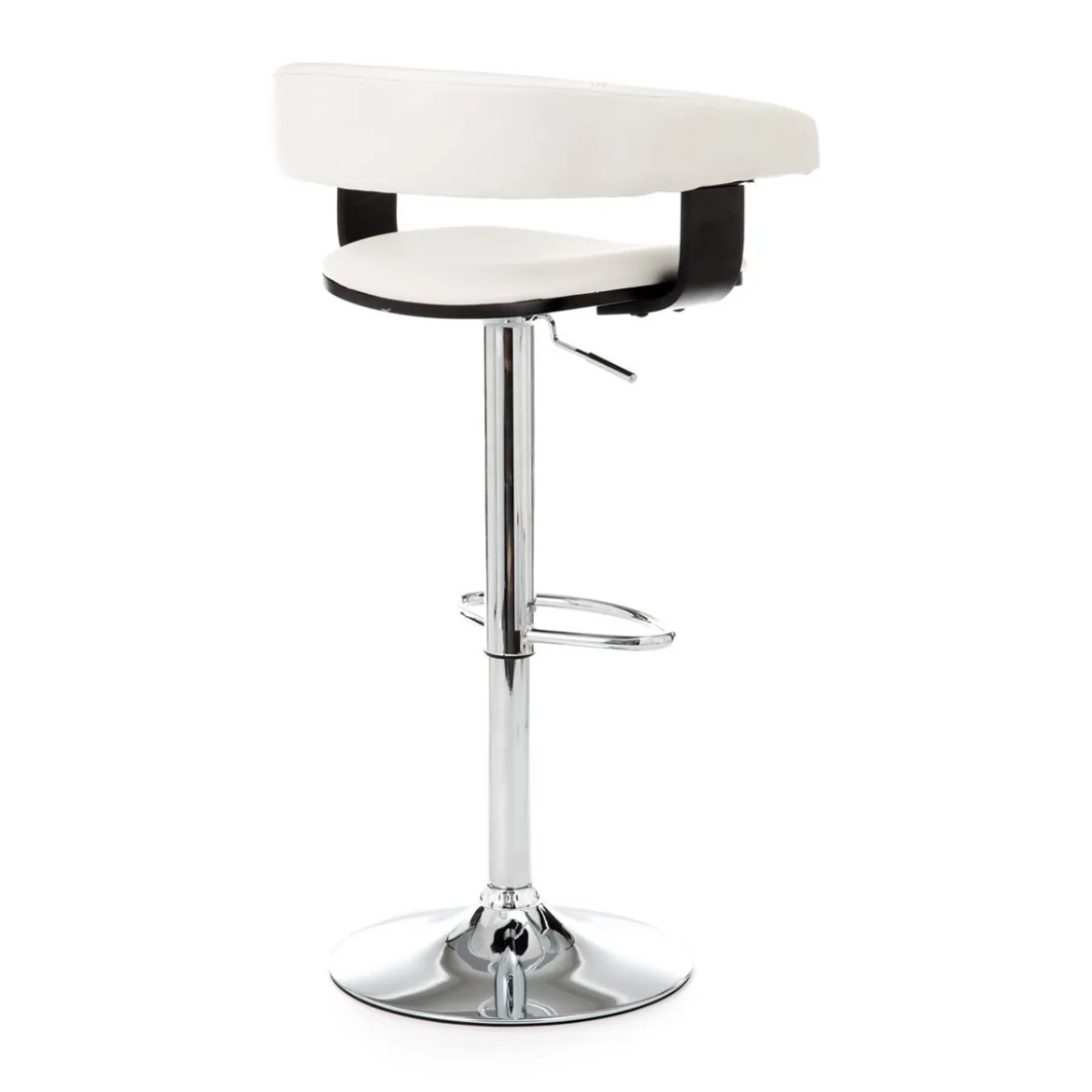 Casting white sgabello regolabile pelle sintetica bianco e metallo cromato 54x46xh82-102 cm