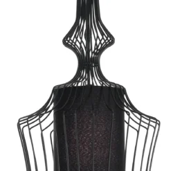 Cathedral a lampadario in metallo nero opaco con paralume in filo di acciaio e tessuto nero d29 h64 cm
