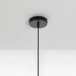 Cathedral c lampadario in metallo nero opaco con paralume in filo di acciaio e tessuto nero d24 h56 cm