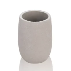 Cement bicchiere portaspazzolini in poliresina effetto cemento colore grigio 7x7 h9.7 cm