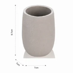 Cement bicchiere portaspazzolini in poliresina effetto cemento colore grigio 7x7 h9.7 cm