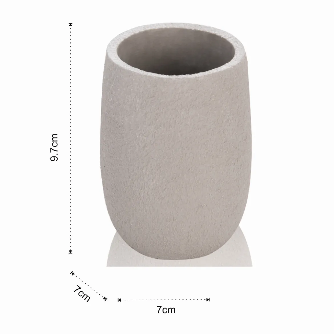 Cement bicchiere portaspazzolini in poliresina effetto cemento colore grigio 7x7 h9.7 cm