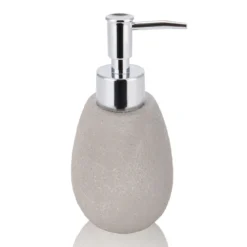 Cement dispenser portasapone in poliresina effetto cemento colore grigio 7x7 h16 cm