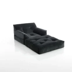 Chaise longue dark g poltrona rivestimento 100% cotone grigio scuro 90x90xh75