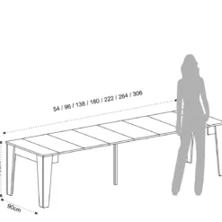 Charlie cement tavolo / consolle allungabile finitura grigio cemento con 6 prolunghe 54-306x90 cm