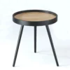 Charlotte tavolino / comodino verniciata nero opaco piano impiallacciato in rovere invecchiato d46 h53.5 cm