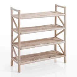 Charu scaffale / libreria 4 ripiani vasto in rattan sbiancato 65x23xh75 cm