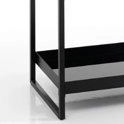 Chuku scaffale 3 ripiani in vetro temprato nero e acciaio nero opaco 64x34xh75 cm