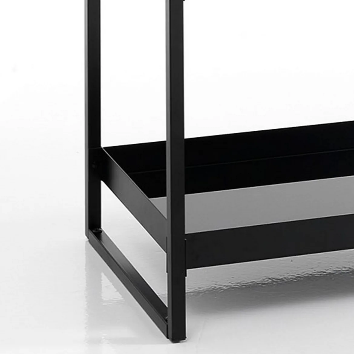 Chuku scaffale 3 ripiani in vetro temprato nero e acciaio nero opaco 64x34xh75 cm