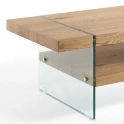 Ciaky tavolino in mdf finitura rovere e vetro 120x60 h45 cm