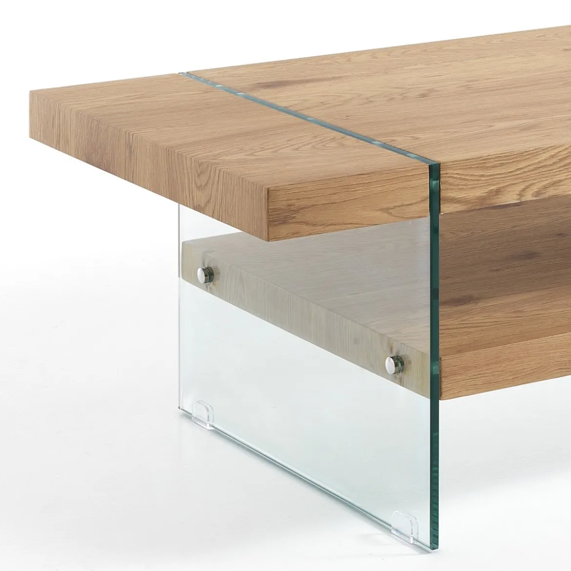 Ciaky tavolino in mdf finitura rovere e vetro 120x60 h45 cm