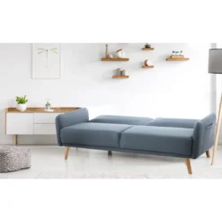 Cigo divano / letto in pelle sintetica di colore blu laguna l210 p86 h86 cm