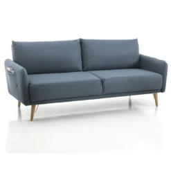 Cigo divano / letto in pelle sintetica di colore blu laguna l210 p86 h86 cm