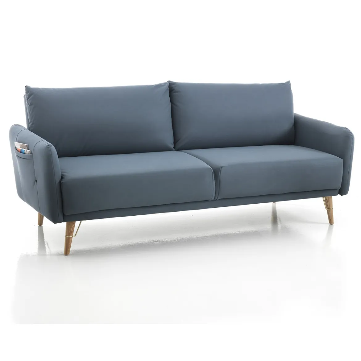 Cigo divano / letto in pelle sintetica di colore blu laguna l210 p86 h86 cm