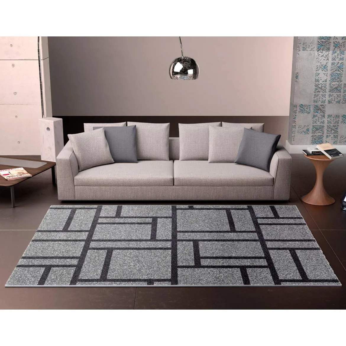 City grey black 11 tappeto 100% polipropilene cm 133 x 190