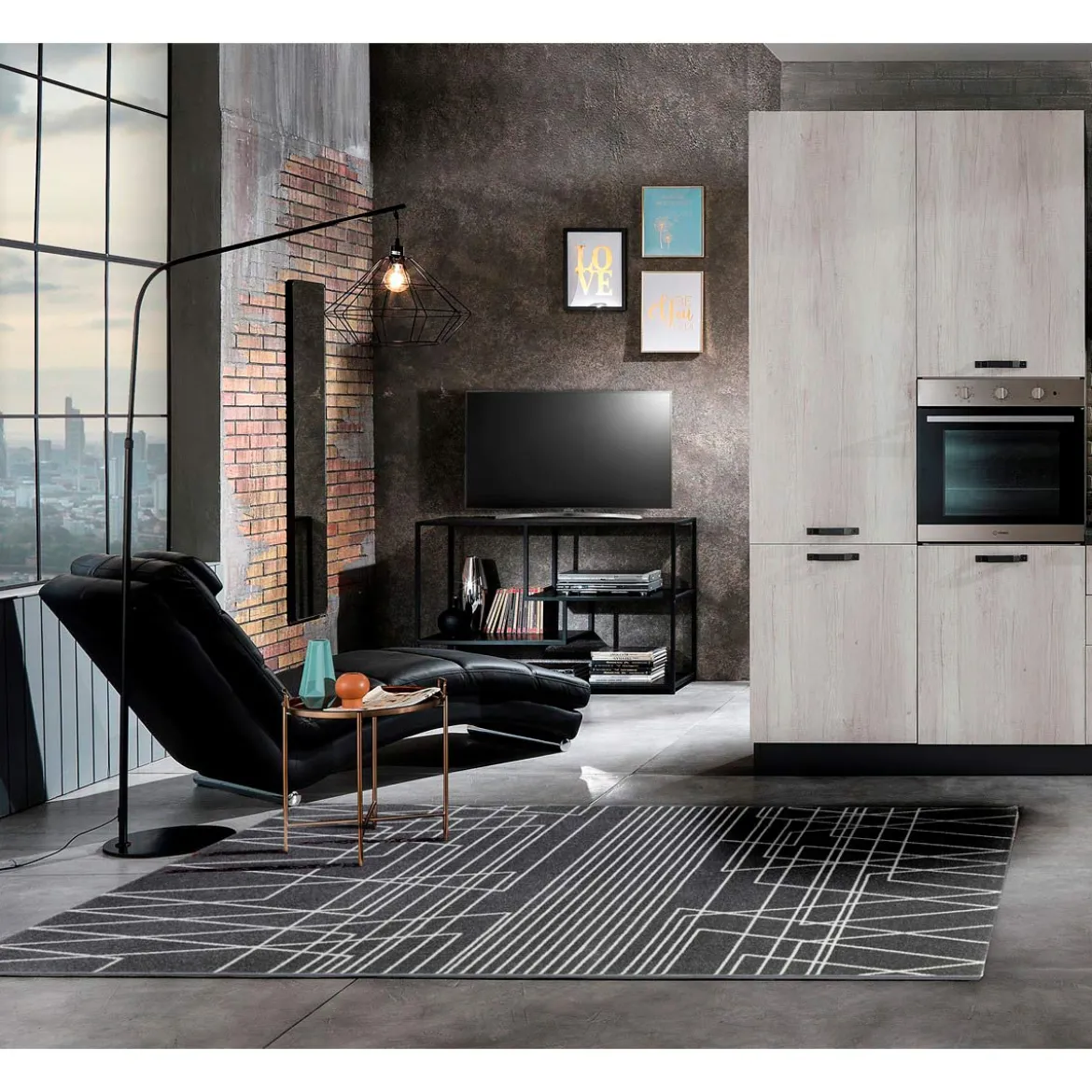 City grey black 15 tappeto 100% polipropilene cm 133 x 190