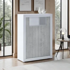 Clarke cement mobile alto colonia cement 2 ante grigio cemento e finitura larice bianco 110x42xh144 cm