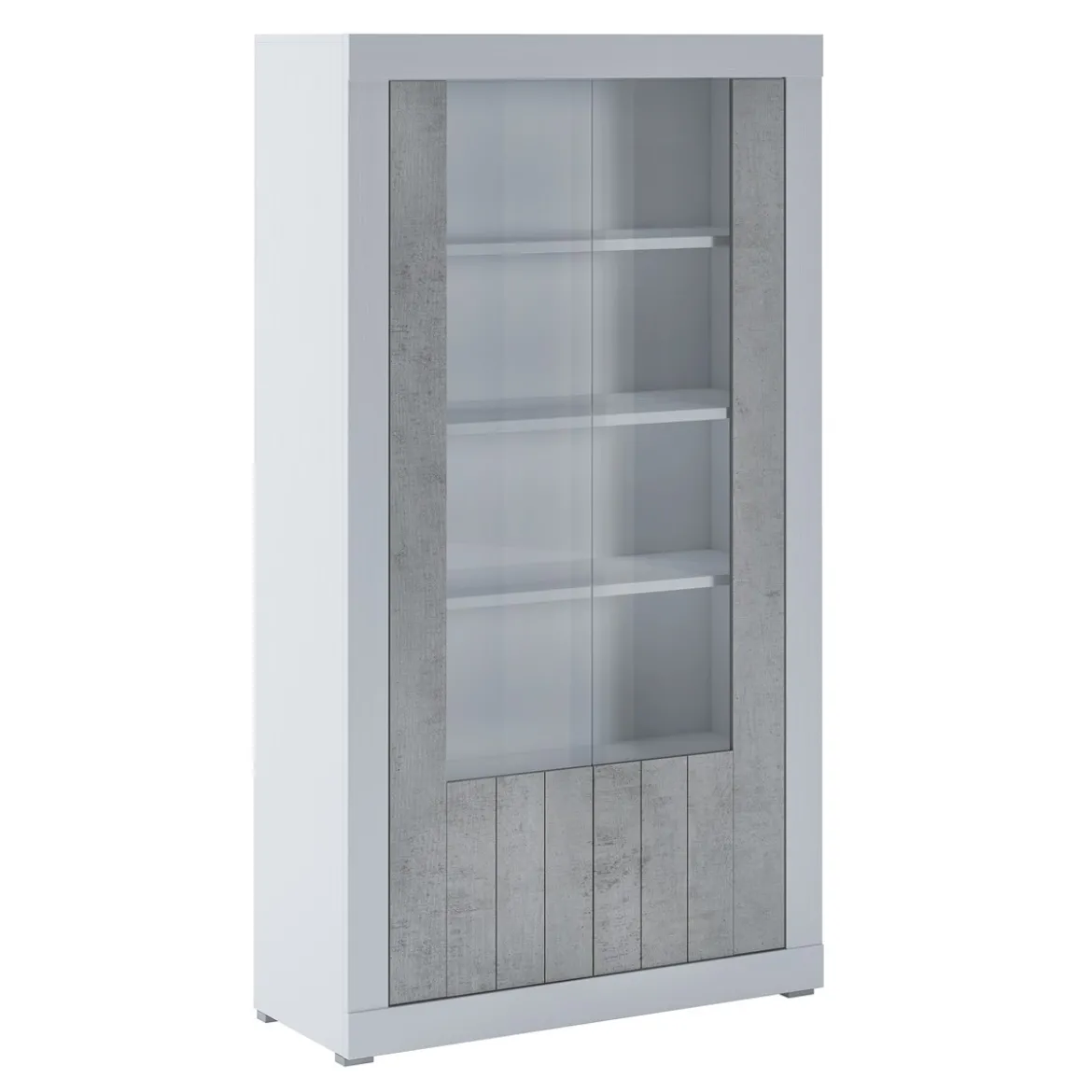 Clarke cement vetrina colonia cement 2 ante vetro e grigio cemento struttura finitura larice bianco 110x42xh191 cm