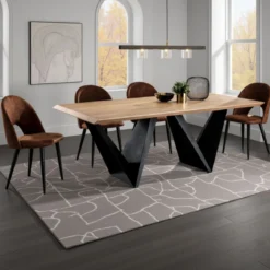 Cleft Oak Tavolo Fisso impiallacciato finitura Rovere e base in metallo nero opaco 200x100 cm