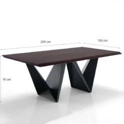 Cleft Tavolo Fisso impiallacciato finitura Noce e base in Metallo verniciato Nero opaco, 200x100 cm