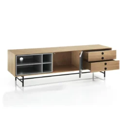 Clew madia porta tv impiallacciata finitura rovere anta laccata grigio scuro opaco l170 p40 h51 cm