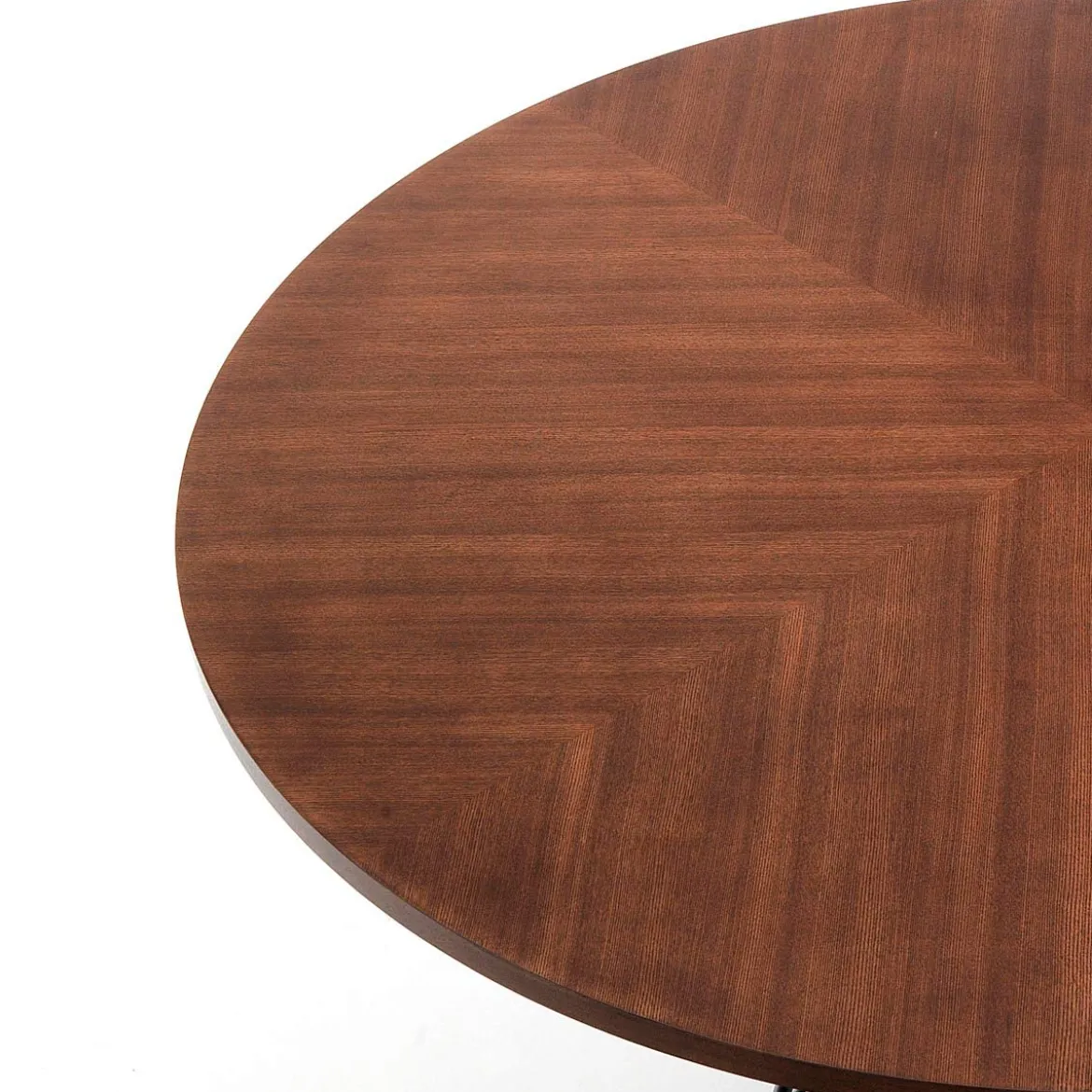 Clew Tavolo Rotondo in legno finitura Noce scuro e base in metallo nero opaco diametro 137 cm