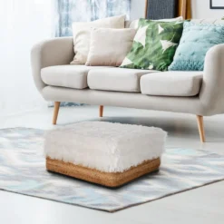 Cloud evo pouf in juta cotone e sintetico 50x50xh28 cm