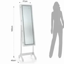 Coffer hollywood specchiera da terra con contenitore luci led accensione touch 41x40 h160 cm