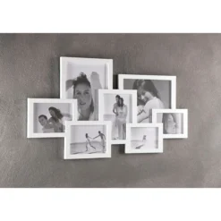 Collage 7f portafoto da muro colore bianco opaco h.41 l.74 p.2 cm