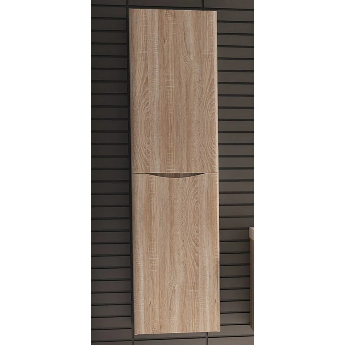 Colonna pensile in legno finitura rovere tranchè con ante ammortizzate l40 p30 h150 cm