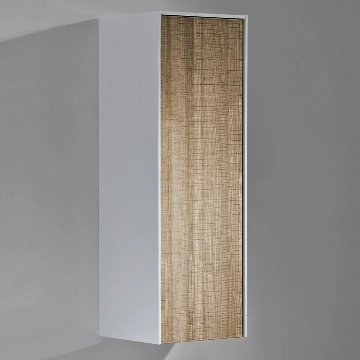 Colonna pensile rovere tranchè e laccata bianco lucido 35x30xh100 cm