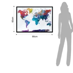 Colored map quadro stampa su tela cm h60 l90 p3