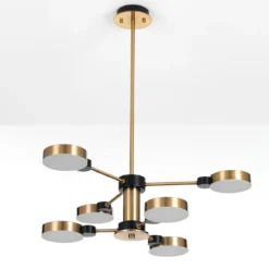 Combo a lampadario led in metallo verniciato ottone d60 h74 cm