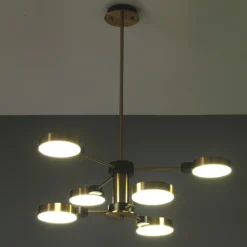 Combo a lampadario led in metallo verniciato ottone d60 h74 cm