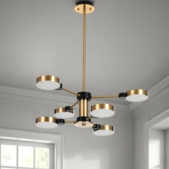 Combo a lampadario led in metallo verniciato ottone d60 h74 cm