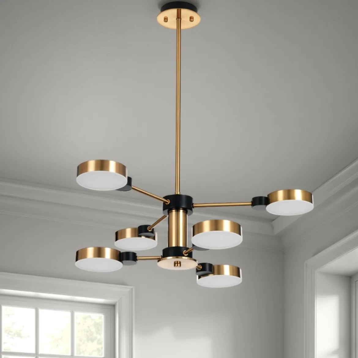 Combo a lampadario led in metallo verniciato ottone d60 h74 cm